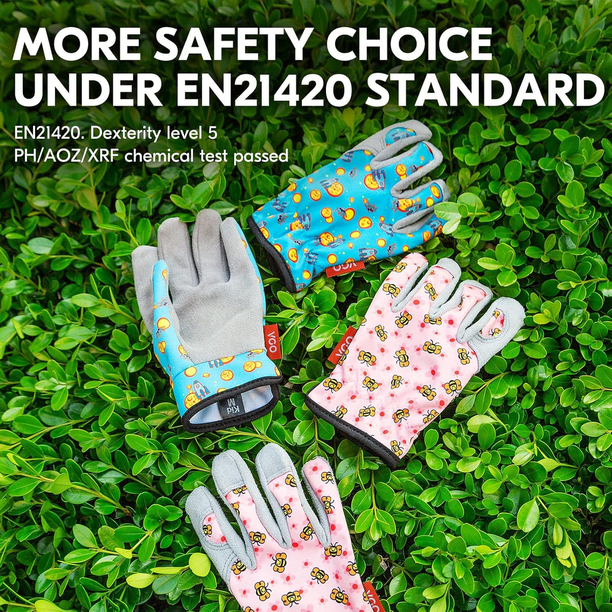 Vgo... 1-Pair Age 3-4 Kids Gardening Gloves,Children Yard Work Gloves,Tollders,Boys,Girls(Size XS