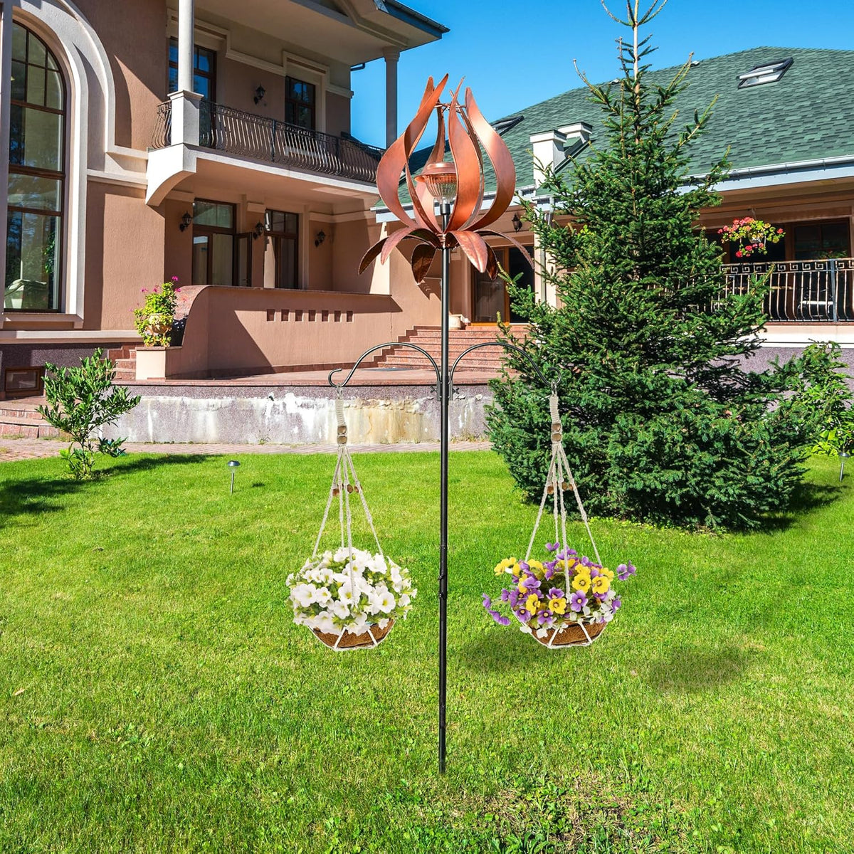 J-Fly Solar Wind Spinners Outdoor Garden Spinner Solar Spinning Windmill Super Large Spinning