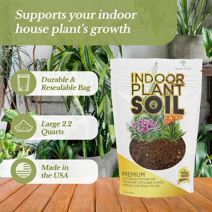 Indoor Plant Soil Premium All Purpose Blend | Large 2.2 Quarts | Ready to Use for Indoor Container