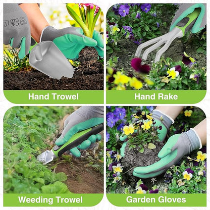 WORKPRO 5PCS Garden Tool Set, Powder Coating Compact Aluminum Gardening Tool Set with Repotting