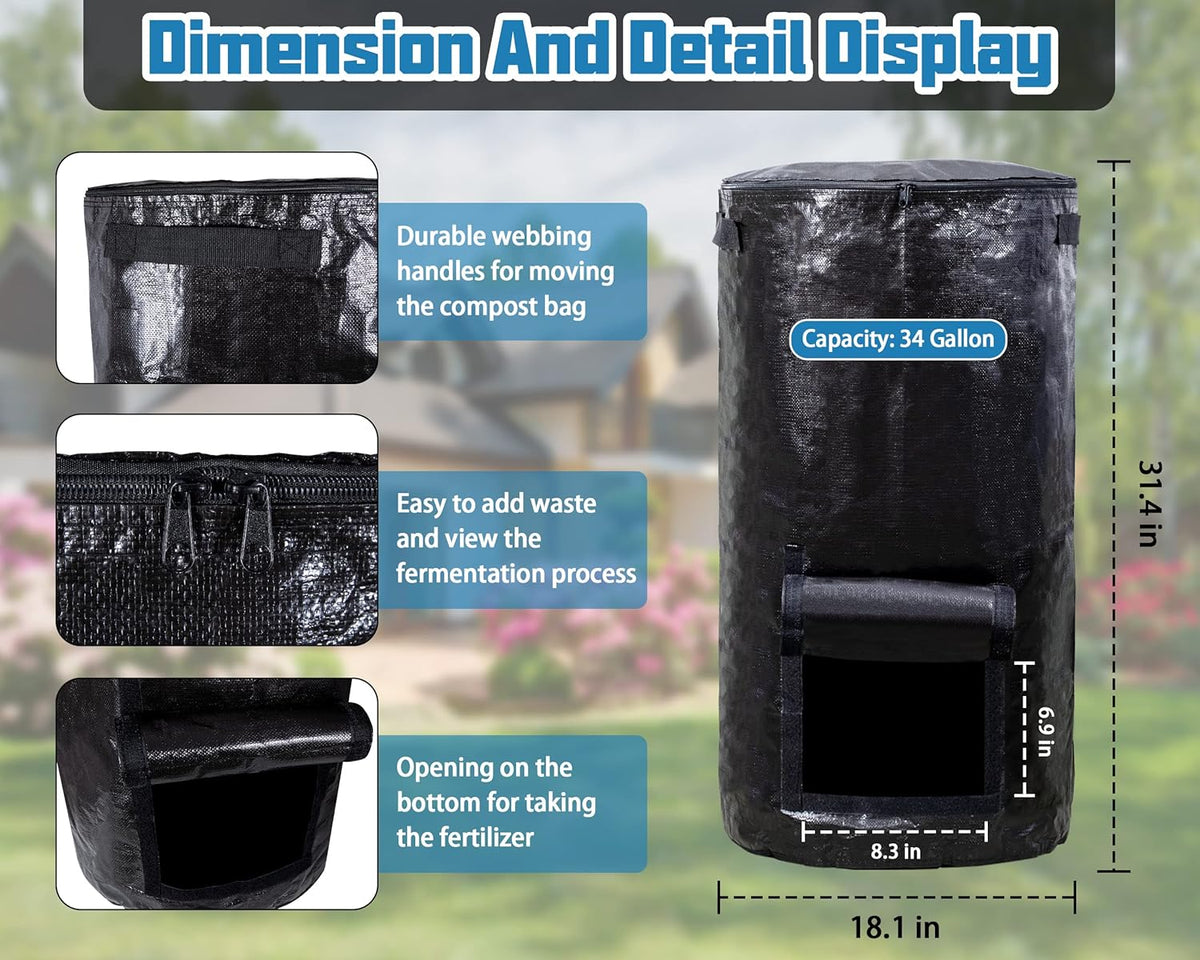 MyLifeUNIT Compost Bins Outdoor, Composting Bin for Outside Garden, Reusable Garden Yard Waste Bag