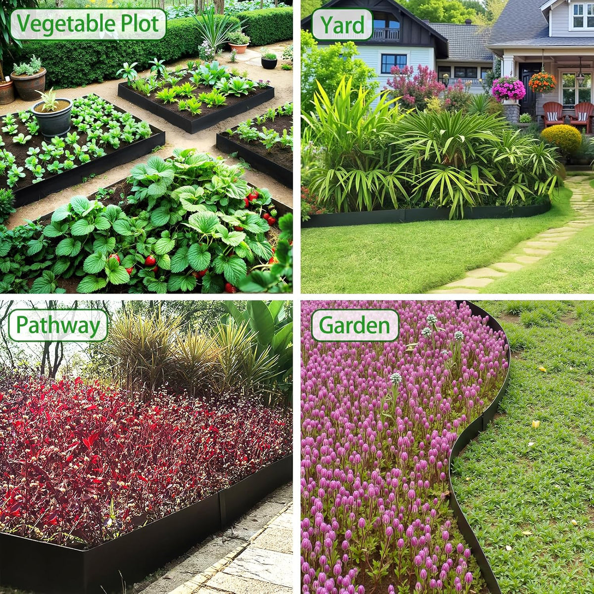 Metal Landscape Edging 6 Pack 40" L x 10" H,Galvanized Bendable Metal Garden Edging,Hammer- in