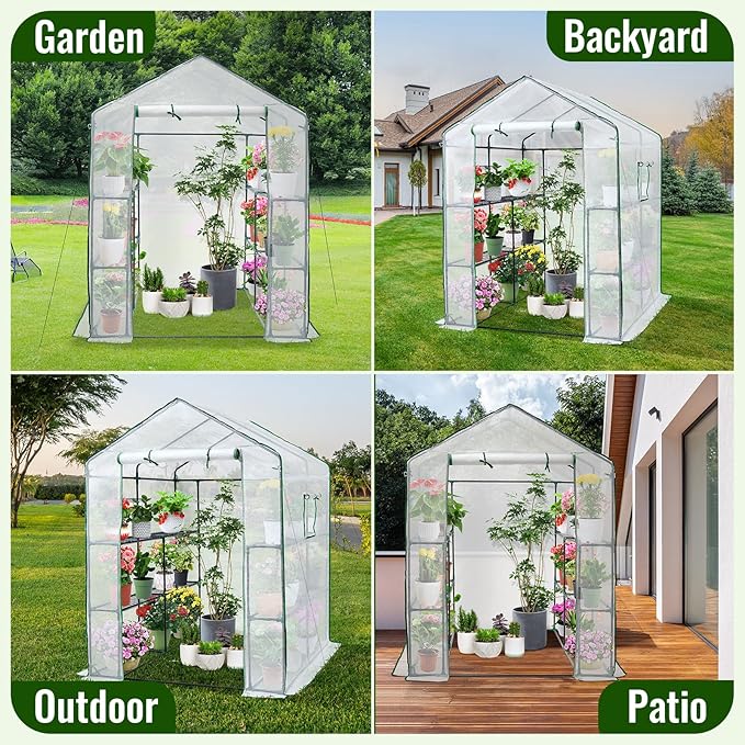 Greengro Greenhouse, 57 x 57 x 76'' Greenhouses for Outdoors, Portable Greenhouse Kit with Mesh