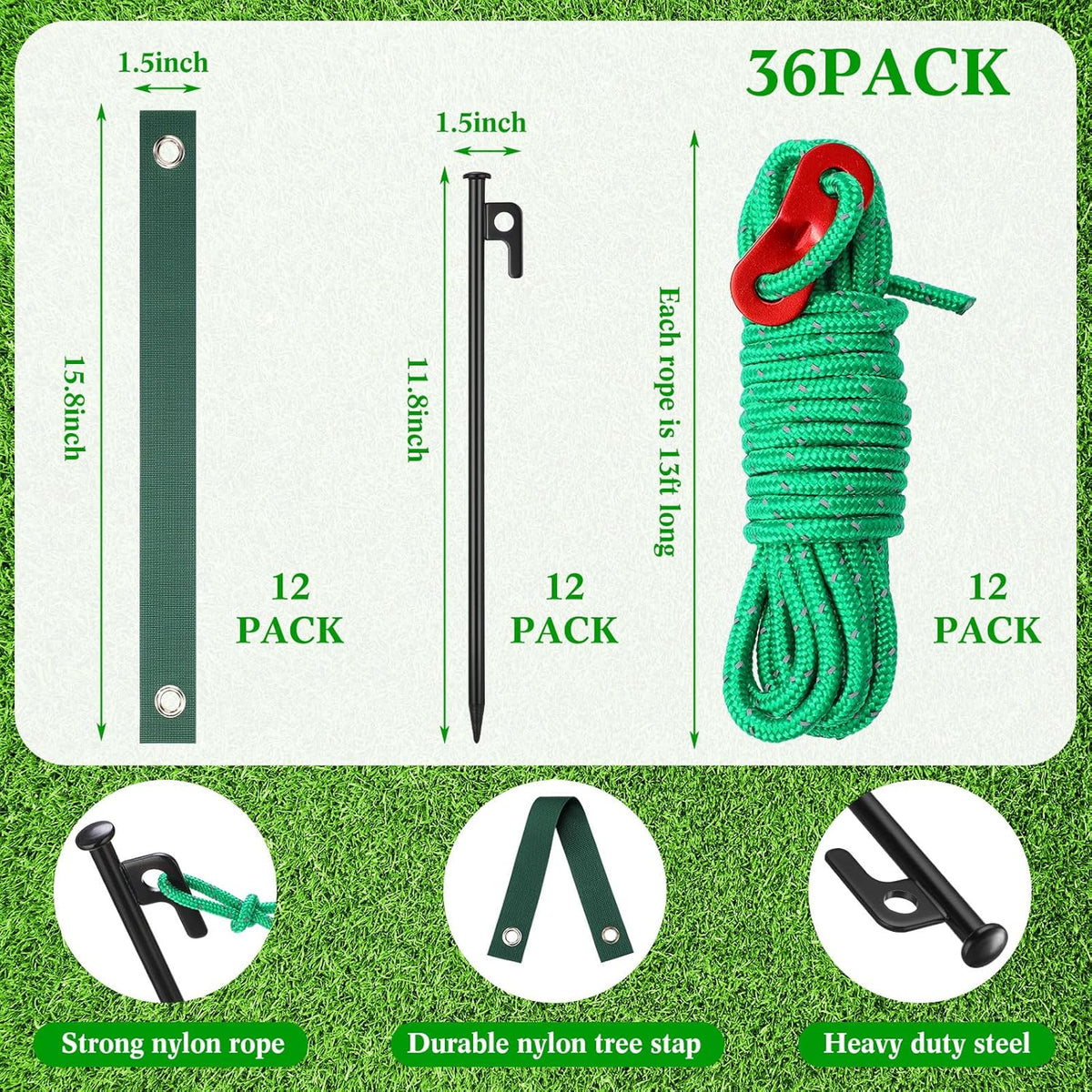 Sintuff 36 Pcs Heavy Duty Tree Stake Kits Stake and Support for Young Leaning Tree Anchor