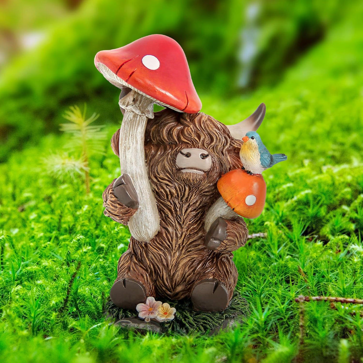 Highland Cow Figurine for Garden Decor,Garden Cow Decor for Outdoor Statues,Highland Cow