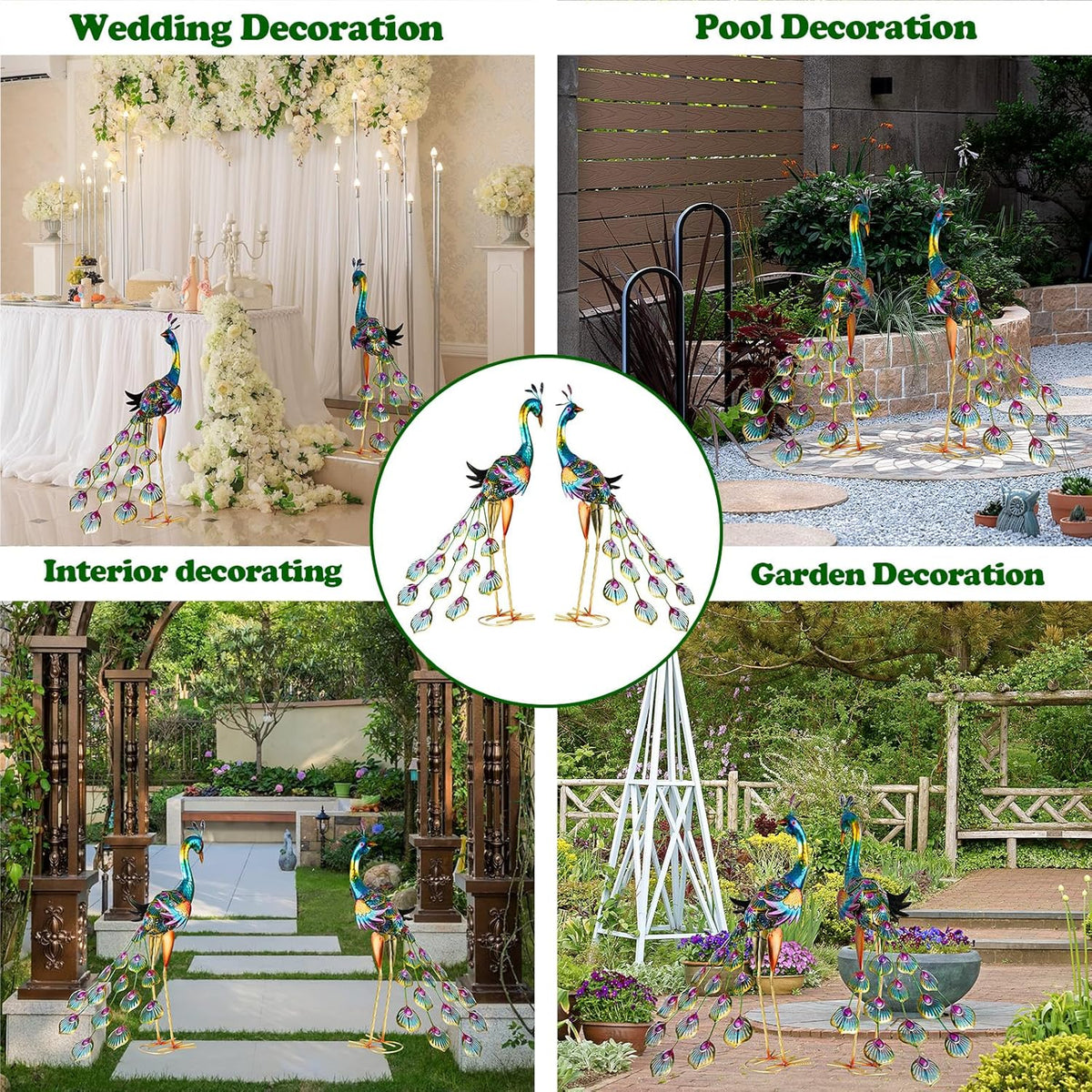 XONOR Metal Peacock Garden Statues Peacock Yard Art Outdoor Sculptures for Home Patio Lawn Backyard