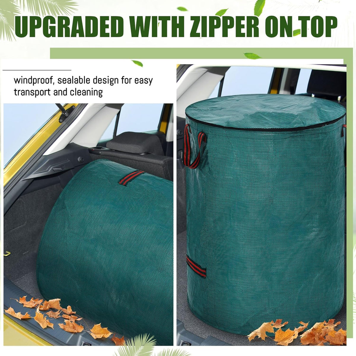 10 Pcs 106 Gallons Yard Waste Bags with Lid and 4 Pairs Gardening Coated Gloves Leaf Bags (h30" x