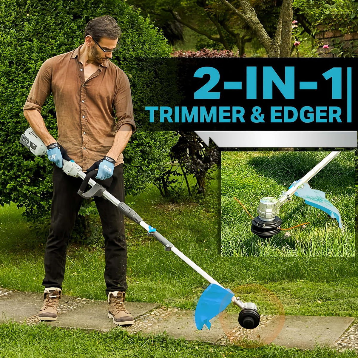 RB 17" Cordless String Trimmer, 40V Lithium Battery Weed Wacker with 4.0Ah Battery & Fast Charger &