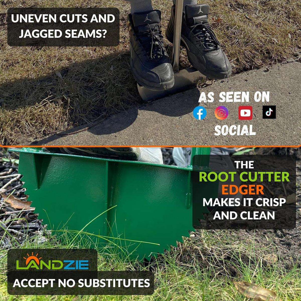 Landzie Root Cutter Edger Lawn Tool, 37 Inch Manual Lawn Edger Tool, Grass Edger, Sidewalk Edger