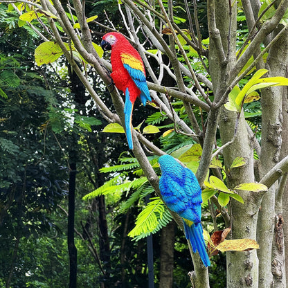 Realistic Parrot Sculpture Resin Hanging Parrots Garden Statues Lifelike Bird Figurines Landscape