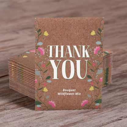 Bentley Seed Co. Thank You Natural Brown - Bouquet Wildflower Seed Packets - 25 Seed Packs