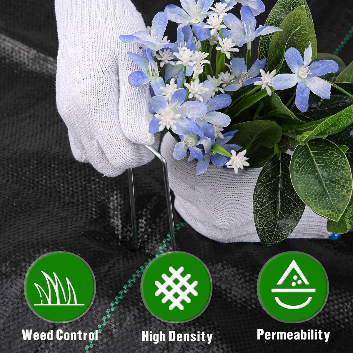 4FT x 50FT Weed Barrier Landscape Fabric Heavy Duty, 3.2oz Premium Gardening Weed Control Mat with