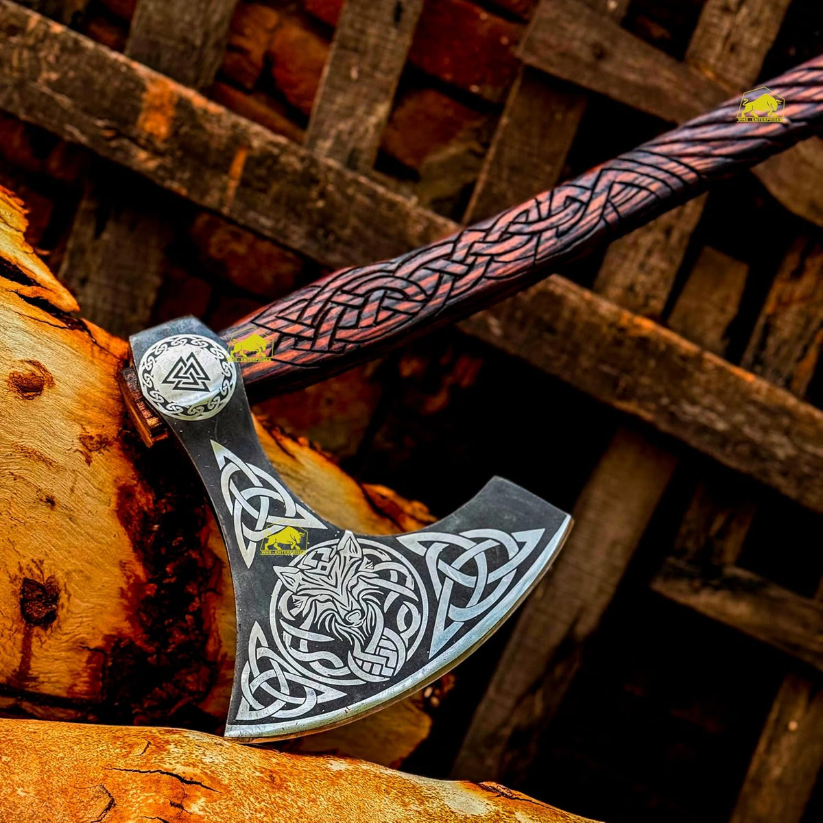 MDM-012 Custom Hand Forged Viking Axe Real Tomahawk Viking Hatchet Beared Camping Axe, 5160 HIGH