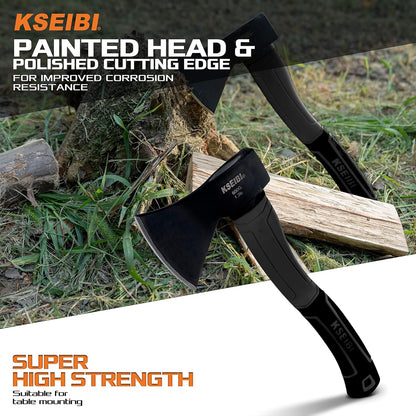 KSEIBI Wood Axe, 274151 Small Outdoor Camp Hatchet 14 Inch for Splitting and Kindling Wood, Forged