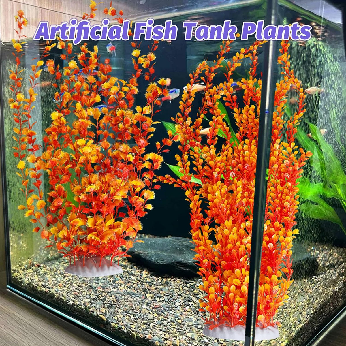 Hamiledyi Aquarium Plastic Plants Aquarium Decor Artificial Fish Tank Plants,Tall Fish Tank