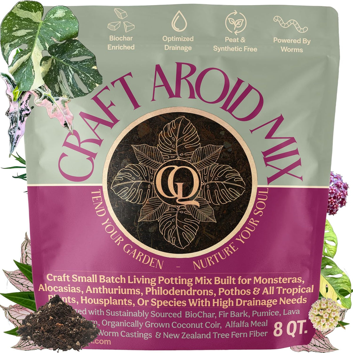 Craft Aroid Potting Mix- Elite Organic Alocasia, Philodendron, Monstera Soil Mix, Chunky, Well