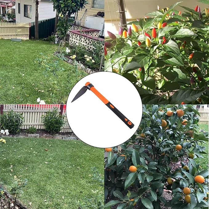 Single Head Sharp Hoe with Heavy Duty Forged Adze and Ergonomic Non-Slip Handle for Loosening Soil