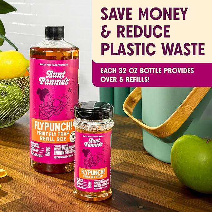 Aunt Fannie's FlyPunch Fruit Fly Trap Bundle for Indoor and Kitchen Use, Ready to Use, Made with