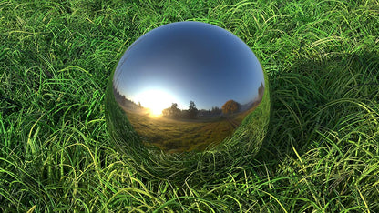 Lulu Decor, Size 16 Silver Stainless Steel Gazing Mirror Ball, Smooth Reflective Shiny Garden