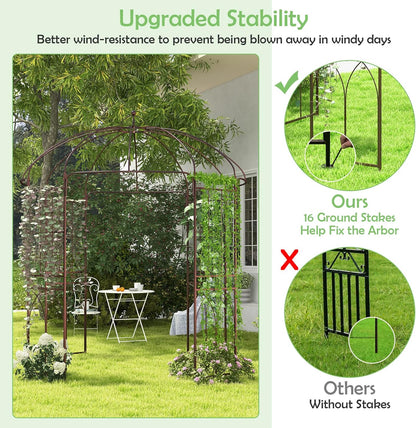 HAPPYGRILL Birdcage Shape Garden Arbor, 7 x 8.4 ft Heavy Duty Metal Garden Gazebo Pergola with