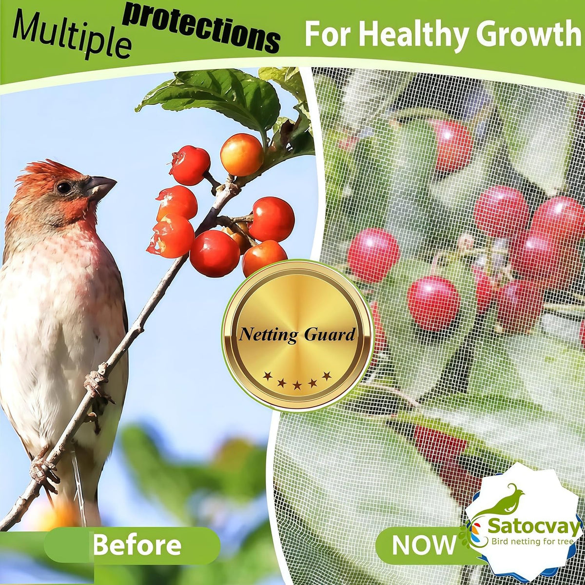 Bird Netting for Blueberry Bushes - Garden Netting Pest Barrier with Drawstring Tomato Protective