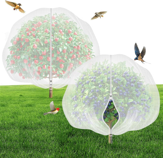 Fruit Tree Netting with Zipper & Drawstring - 8'x8' Garden Plant Net Pest Barrier to Prevent