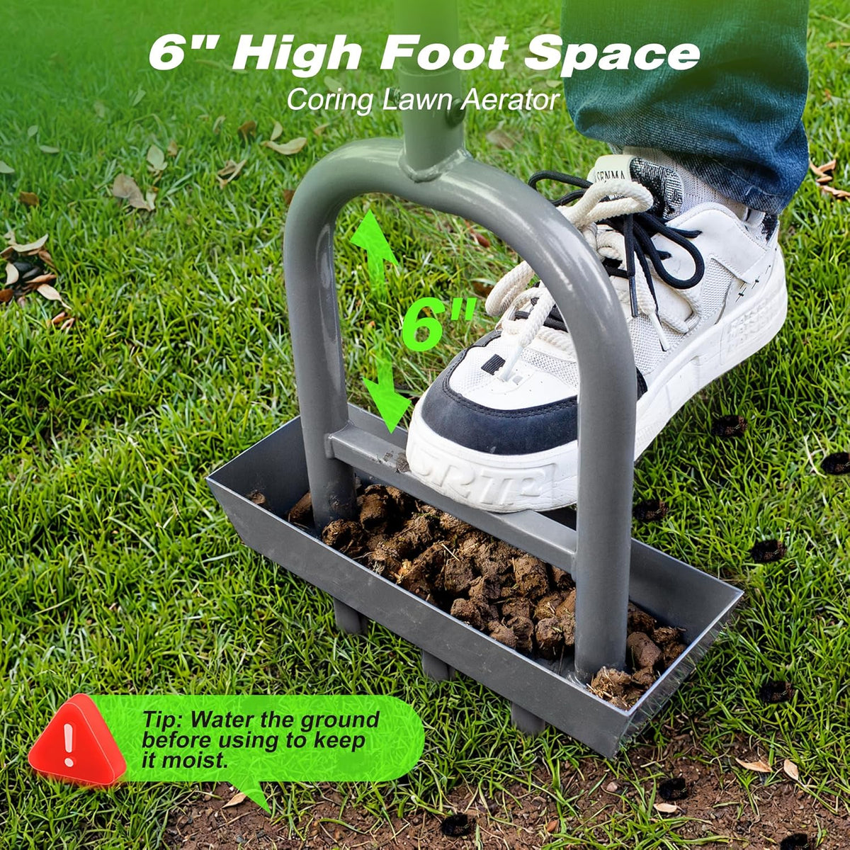 Walensee Lawn Aerator Coring Tool with Soil Core Storage Tray, 38.2" Manual Yard Plug Aerator with