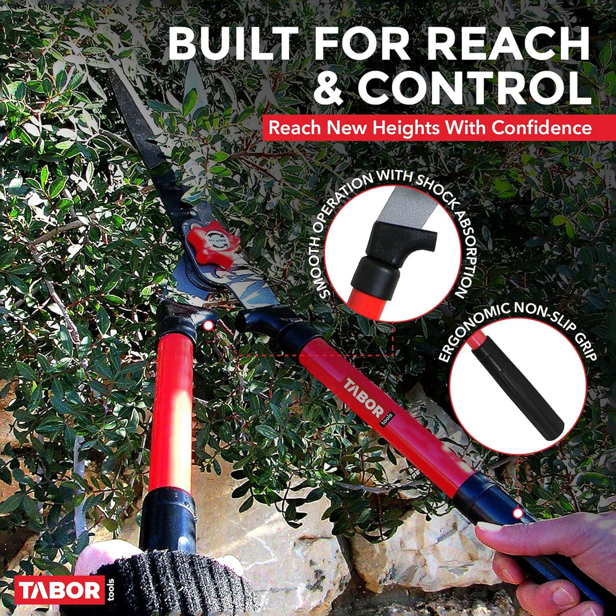 TABOR TOOLS B620A Hedge Shears with Wavy Blade for Trimming Borders, Boxwood, and Bushes, Manual