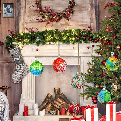 4 Inch Hand Blown Glass Gazing Balls Green Glass Christmas Ball Ornaments Garden Patio Home Decor
