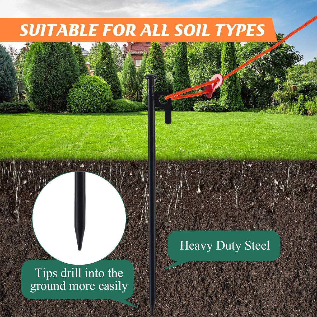 Sintuff 36 Pcs Heavy Duty Tree Stake Kits Stake and Support for Young Leaning Tree Anchor