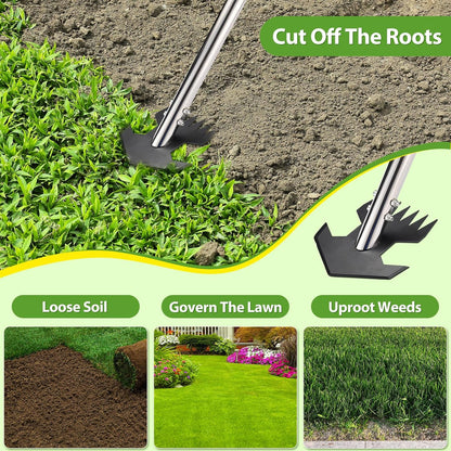 CAROD Hoe Garden Tool, Scuffle Garden Hoe for Weeding with 30-60 Inch Steel Long Handle, Dual Use