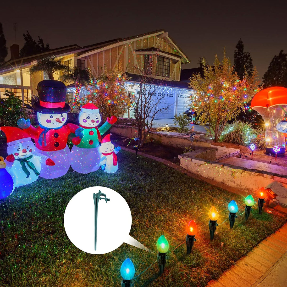 Jetec 200 Pieces Christmas Light Stakes Universal Yard Lawn Holiday 7.5 Inches Light Ground Stakes