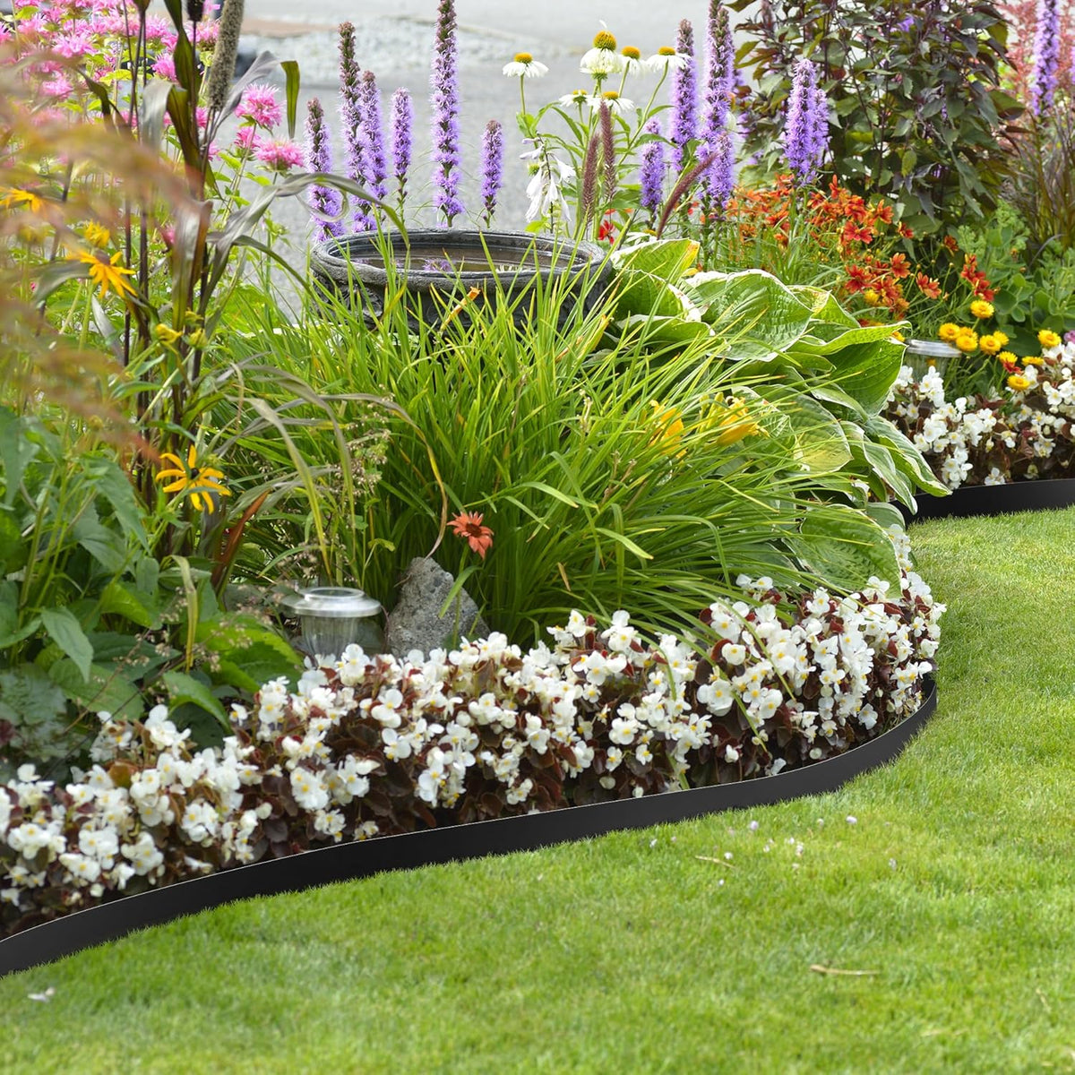 KOL Galvanized Steel Garden Lawn Edging, 6-Pack Black Bendable Metal Landscape Edging Strips