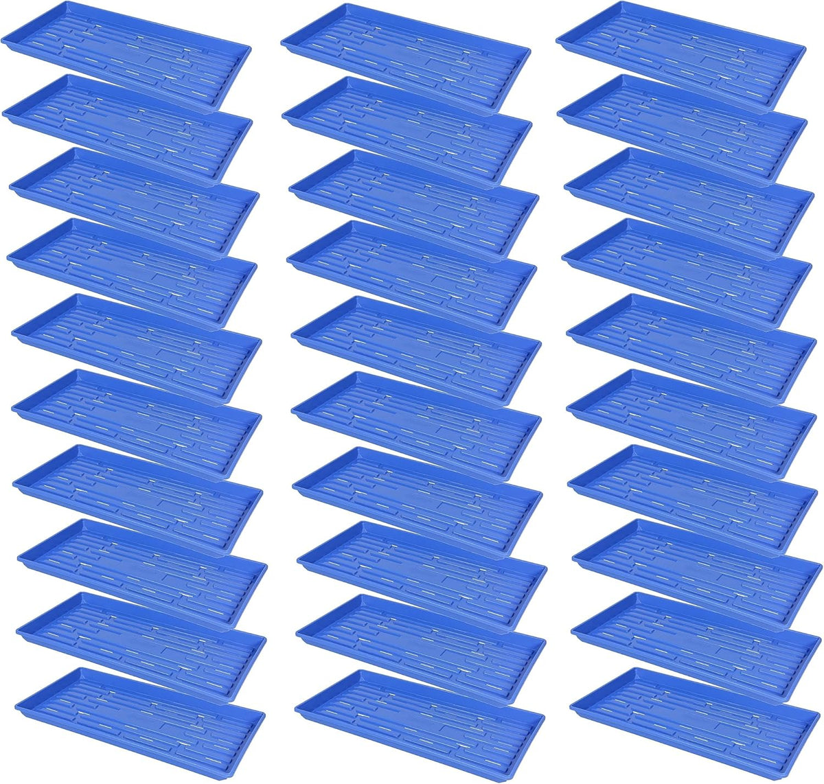 SUNPACK 10" x 20" Heavy Duty Shallow Plastic Seed Starting Tray, Blue, 1" (Pack of 30) - Lined with