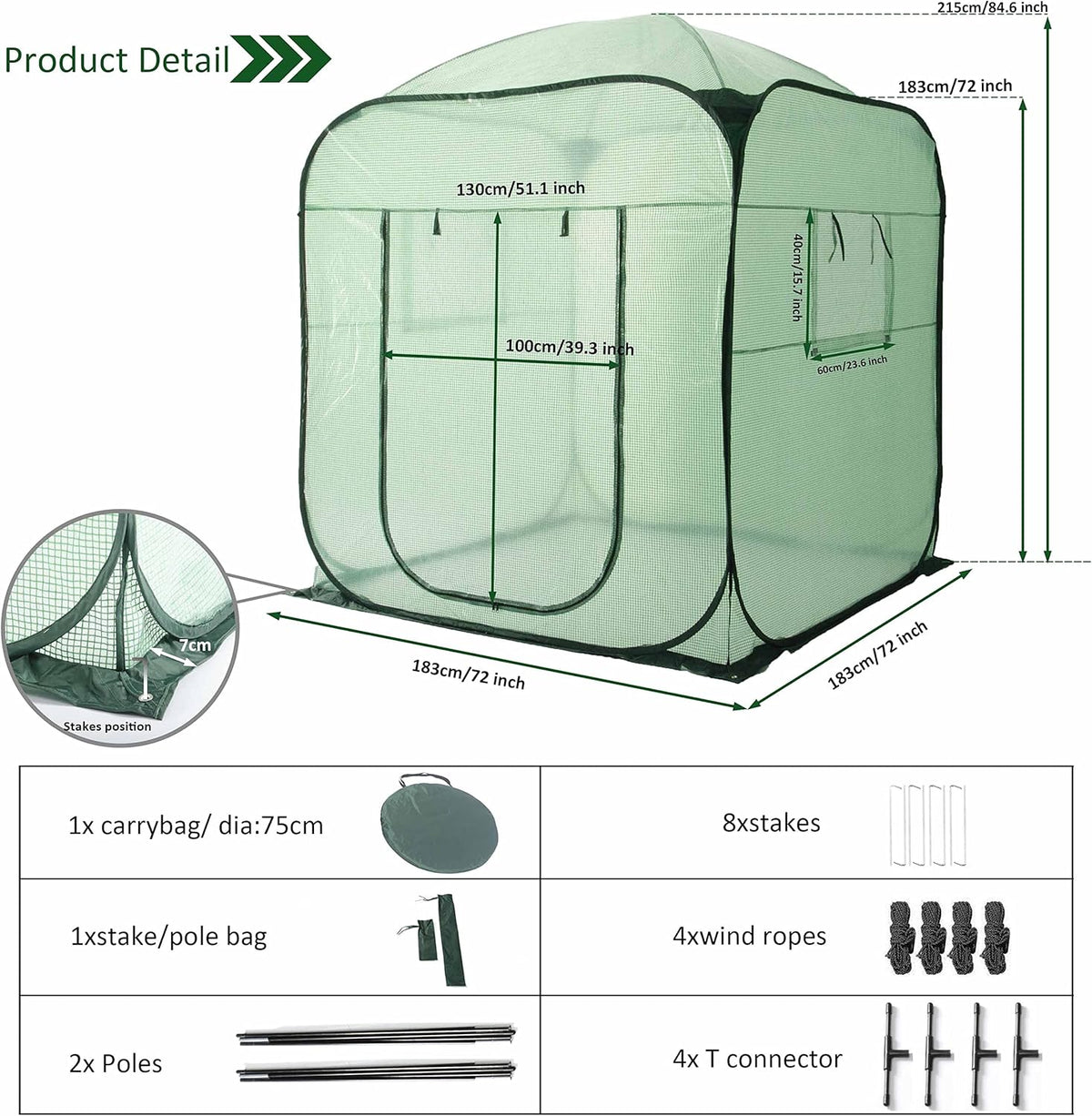 Porayhut Pop Up Greenhouse Tent,Portable X-Large Walk-in Flower House ,Indoor Outdoor Gardening