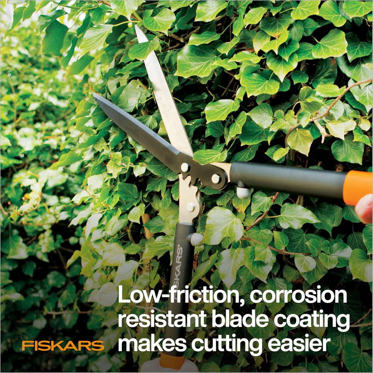 Fiskars PowerGear Hedge Shears - 23" Stainless Steel Blades - Plant Cutting Scissors with Sharp