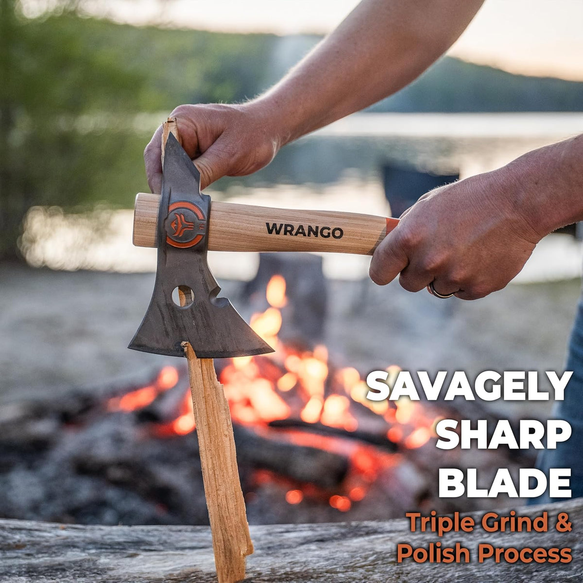 Titanium Camp Axe - 18" & 11.5" Wood Hickory Handles - Tomahawk Axe Spike End - 2-Piece Slip-Fit