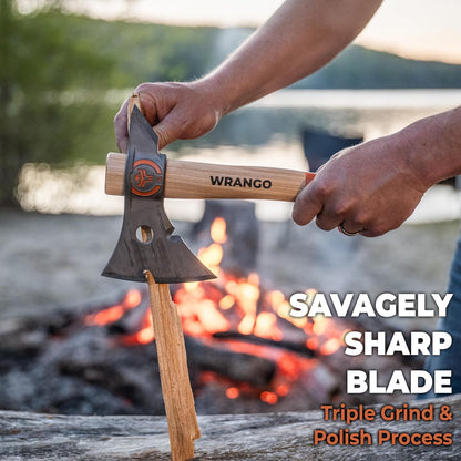 Titanium Camp Axe - 18" & 11.5" Wood Hickory Handles - Tomahawk Axe Spike End - 2-Piece Slip-Fit