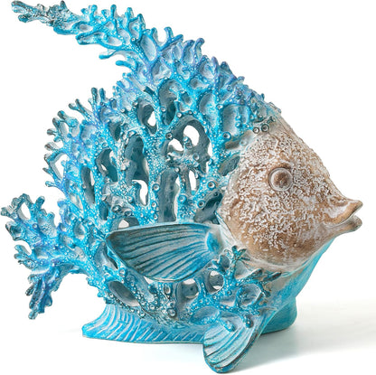 VVGIFTS Beach Coastal Decor Coral Reef Angelfish Home Office Desk Decor Sculpture Statue for