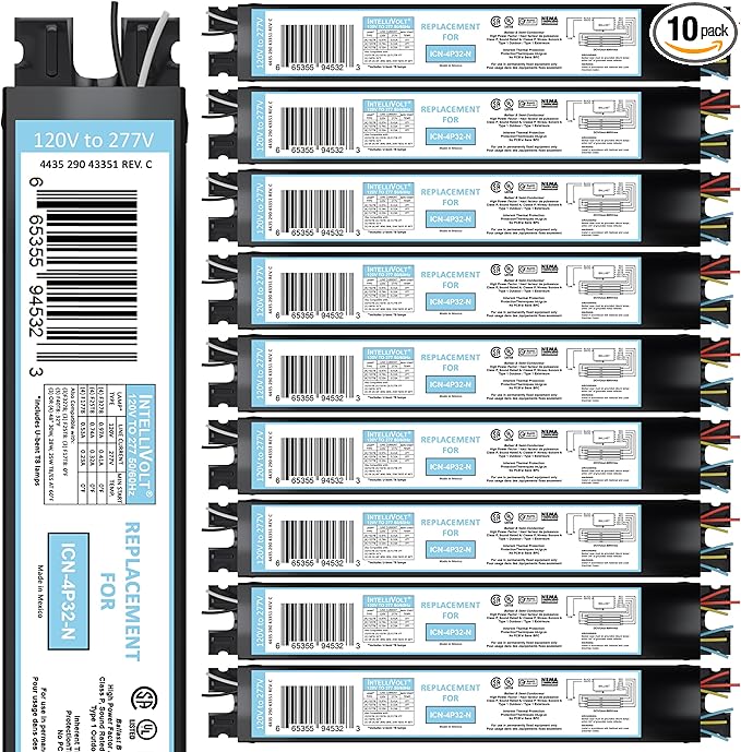 OHLECTRIC 10 Pack - Replacement for ICN4P32-SC 3&4 Lamp - T8 Fluorescent Ballast, Electronic