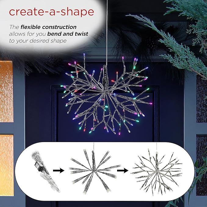 Alpine Corporation 16"H Indoor Holiday 3D Snowflake Hanging Ornament with LED Lights, Silver , Christmas Decoration