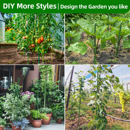 Fabulas Garden Stakes 16 Inch 70 Pack, Diy 4ft 5ft 6ft 7ft 8ft Tomato Stakes Plastic Coated Metal