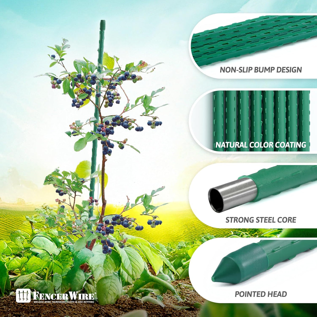 Fencer Wire 25 Pack of 7ft / 84 Inch Durable Metal Plant Supports Garden Stakes, Plant Stakes