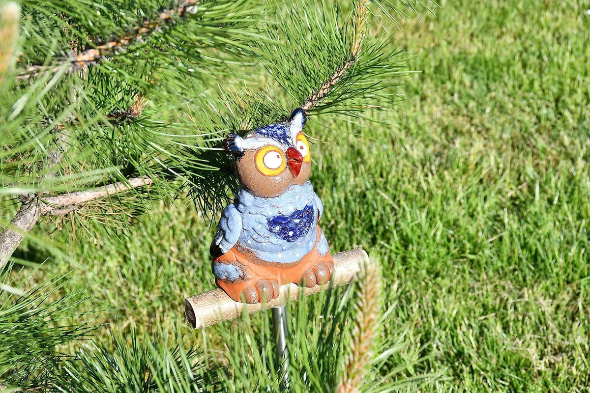 Ceramic Garden Decor - Owl Lawn Stake - Outdoor Statue - Perfect, Unique Gifts for Gardeners Woman