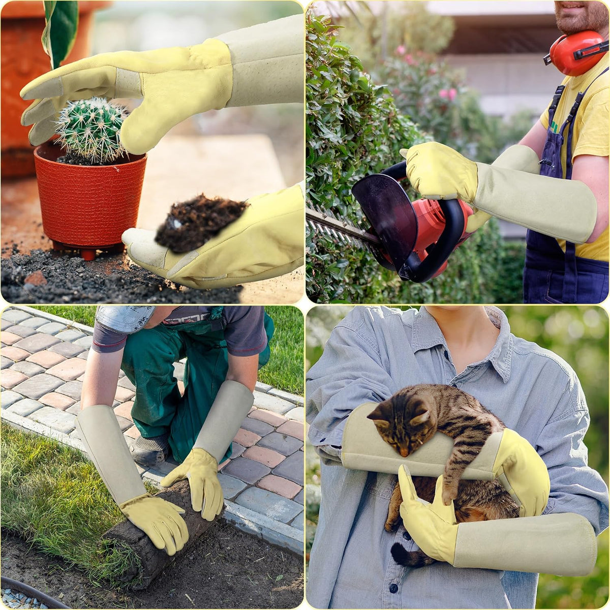 HANDLANDY Rose Pruning Gardening Gloves for Men Women, Thorn Proof Forearm Protection Leather