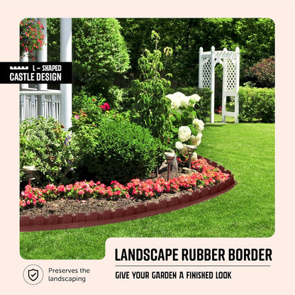Playsafer L-Shaped Flexible Rubber Castle Edger for Lawns Landscaping and Playgrounds | Easy No Dig
