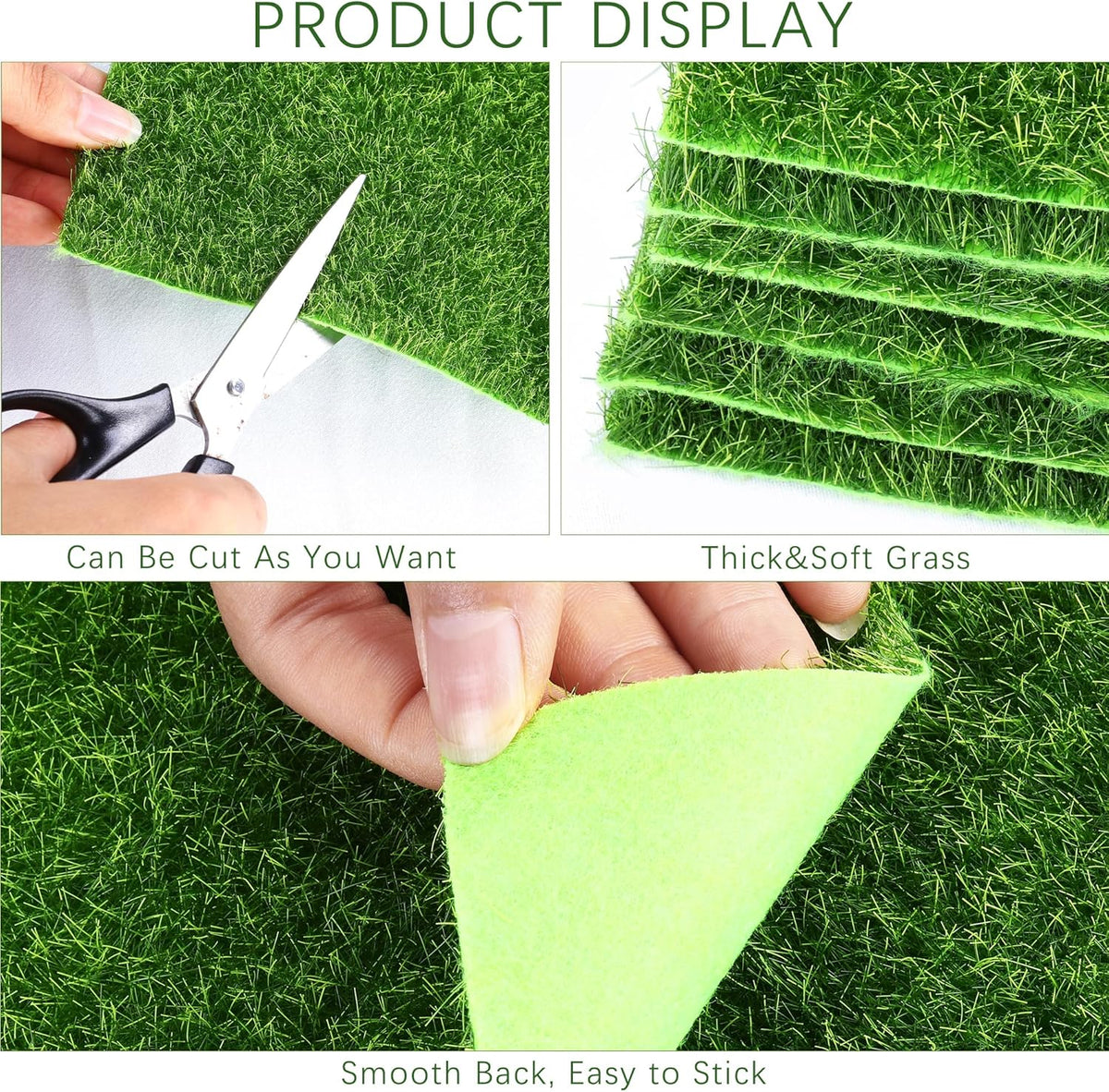 Elcoho 10 Pieces Fake Grass for Crafts Fairy Garden 6 x 6 Inches Artificial Garden Grass for