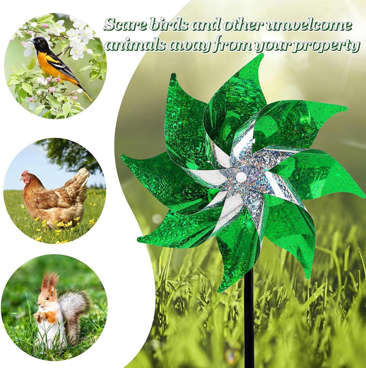 Hausse 10 Pack Reflective Pinwheels Holiday Decor, Extra Sparkly Wind Sculptures for St. Patrick's