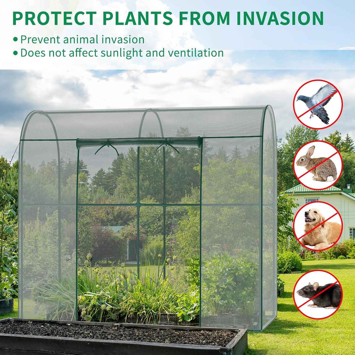 SUNYRISY Garden Plant Netting Crop Cage for Garden Raised Bed, 6.5 x 3.3 x 6 Ft Plant Cover Cage