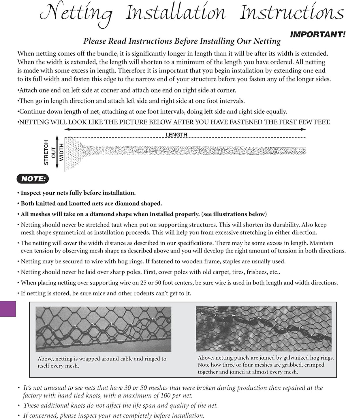 Excursions Aviary Netting 1" Heavy Knotted Poultry Net (25' x 150')